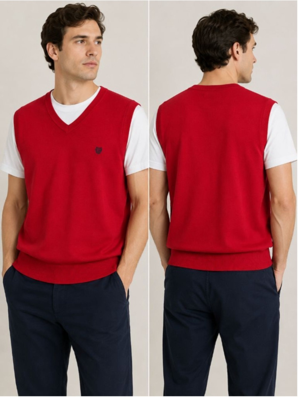 Chaps Ralph Lauren Sweater Vest XXL Red V-Neck Cotton Knit Preppy Golf